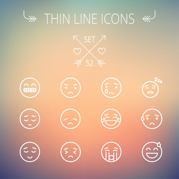 Emoji thin line icon set — Stock Vector