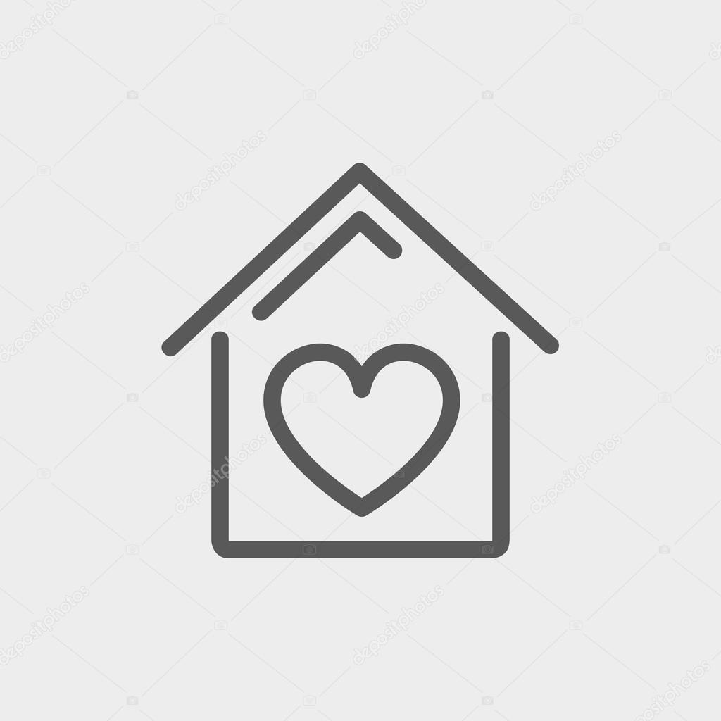 Contoured house icon thin line for web and mobile, modern minimalistic flat design. Vector dark grey icon on light grey background