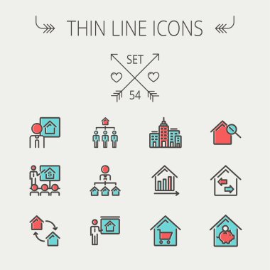Emlak ince çizgi Icon set