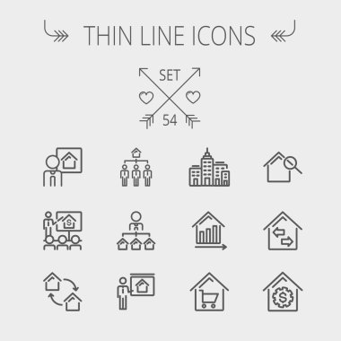 Emlak ince çizgi Icon set