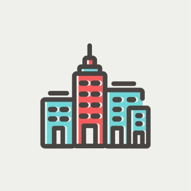 Kat mülkiyeti bina ince çizgi simgesi