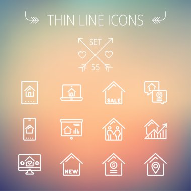 Emlak ince çizgi Icon set