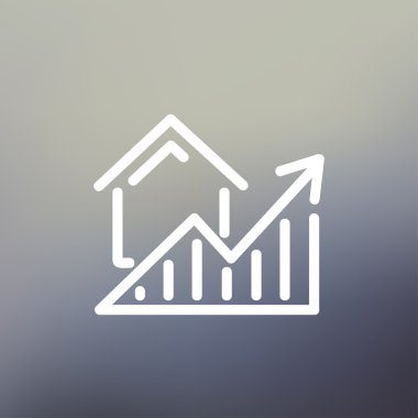Konut grafik artırır ince çizgi simgesi