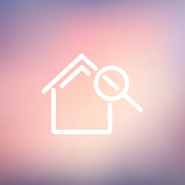 House and magnifying glass thin line icon — Stock Vector