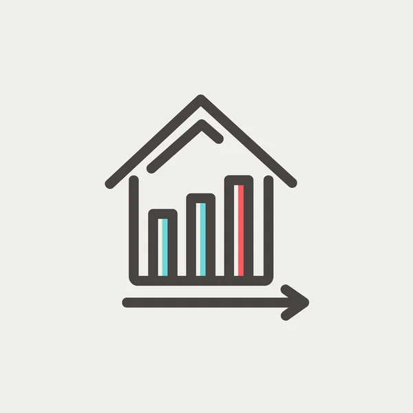 Gráfico que muestra el crecimiento inmobiliario financiero icono de línea delgada — Vector de stock