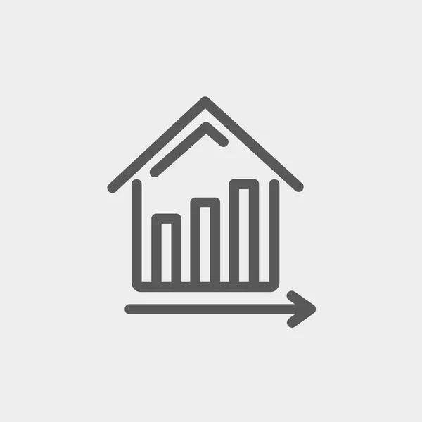 Grafico che mostra l'icona della linea sottile della crescita immobiliare finanziaria — Vettoriale Stock