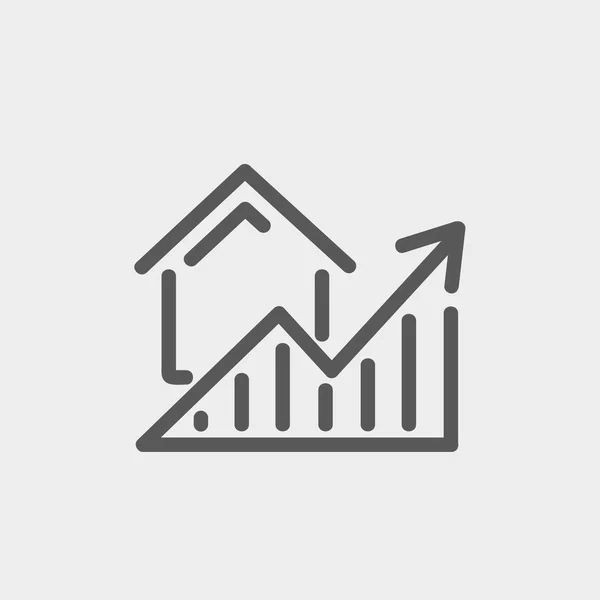 Gráfico residencial Aumenta ícone de linha fina — Vetor de Stock