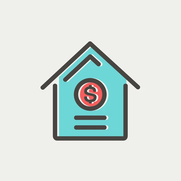 Dollar house thin line icon — Stock Vector