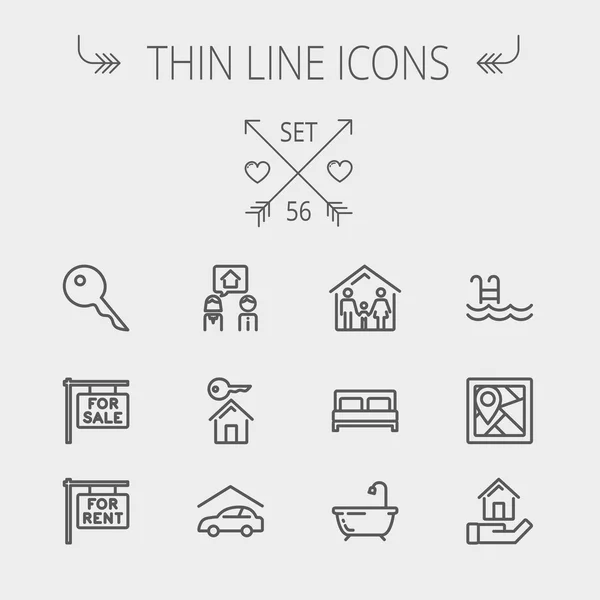 Emlak ince çizgi Icon set