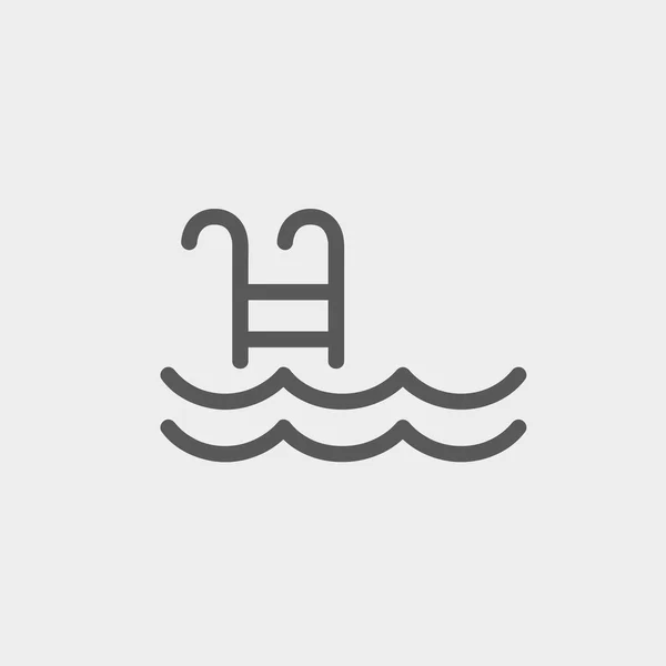 Zwembad met ladder dunne lijn pictogram — Stockvector