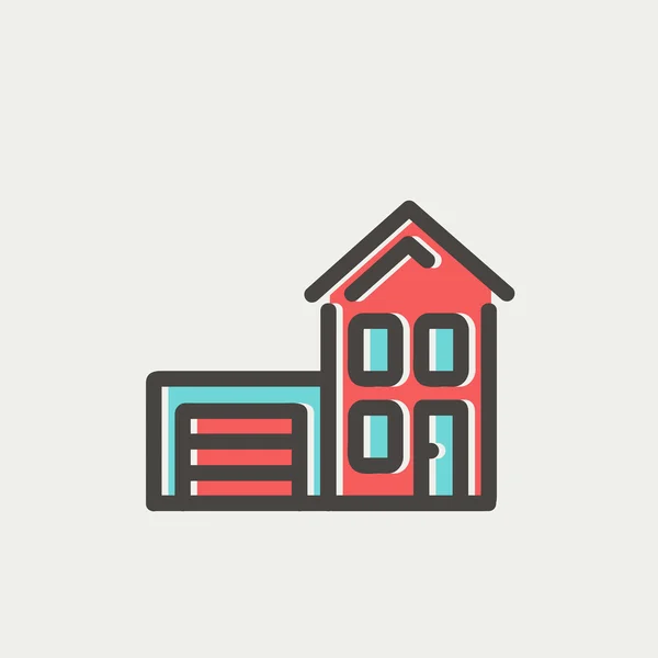 Haus mit Garage dünne Linie Symbol — Stockvektor