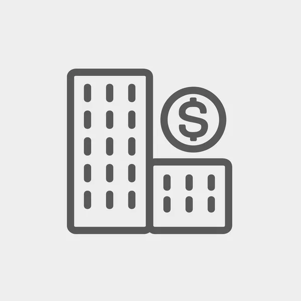 Money building thin line icon — Stock Vector