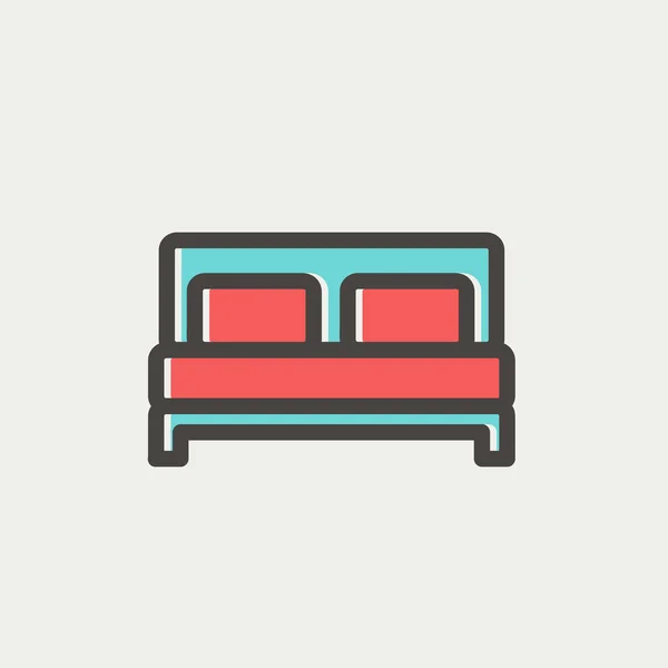 Tweepersoonsbed dunne lijn pictogram — Stockvector