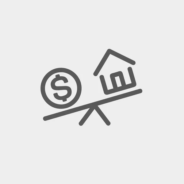 Porovnat nebo výměny domů pro peníze tenké čáře — Stockový vektor