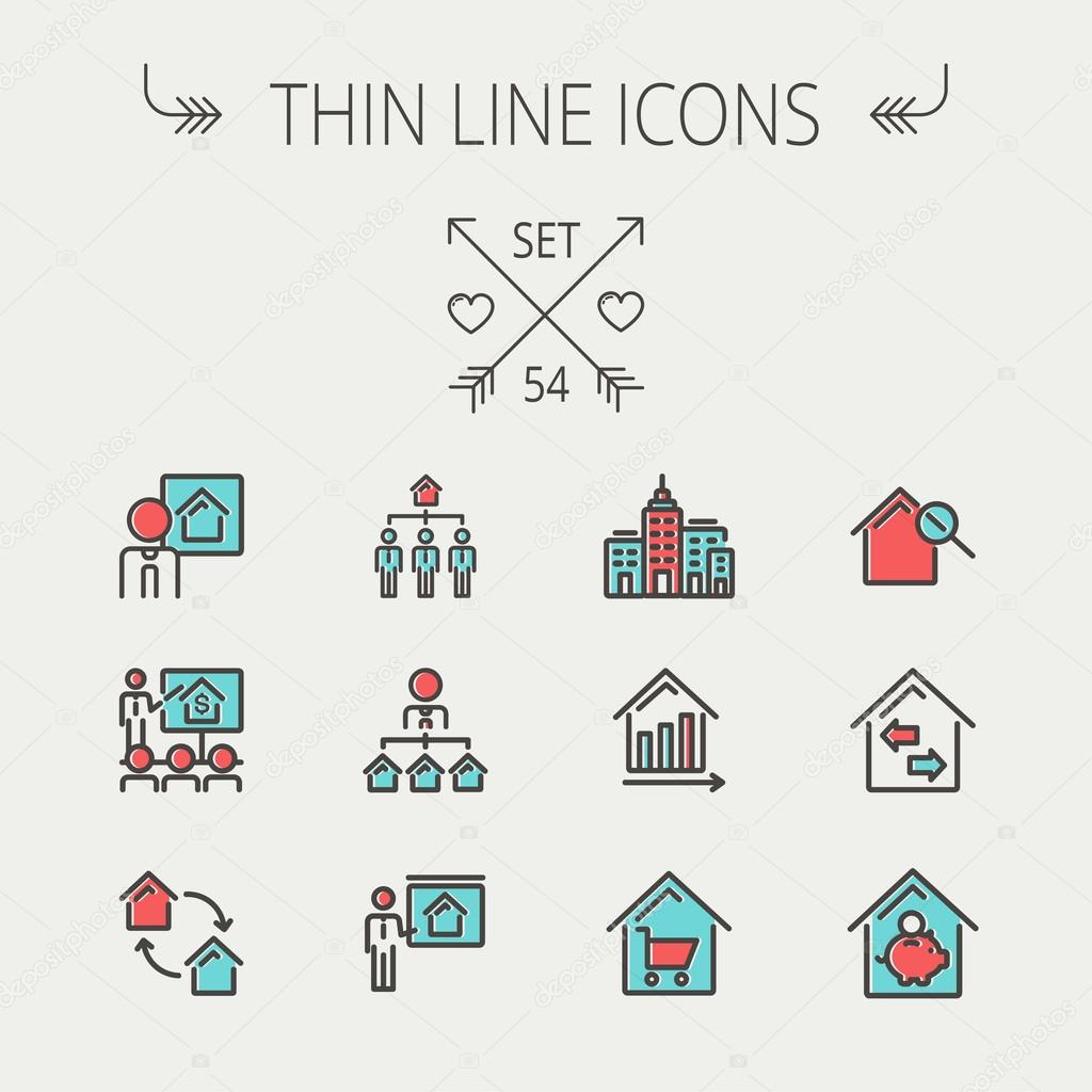 Real Estate thin line icon set