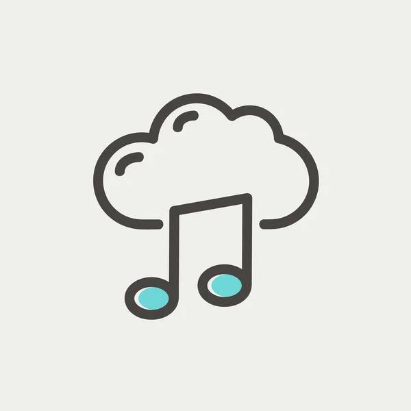 Cloud melody thin line icon — Stock Vector