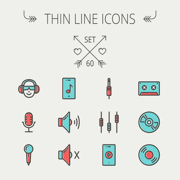 Music and entertainment thin line icon set — Stock Vector