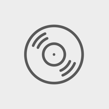 Vinil disk ince çizgi simgesine