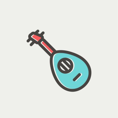 Mandolin gitar ince çizgi simgesi