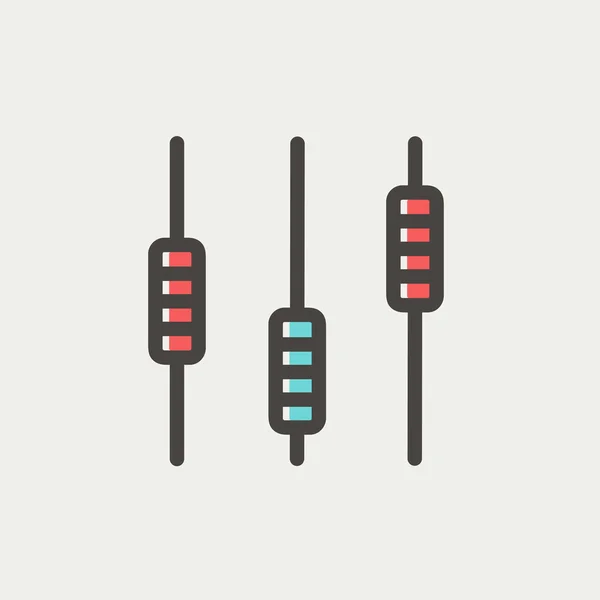 Schuifregelaars of faders bestuur dunne lijn pictogram — Stockvector