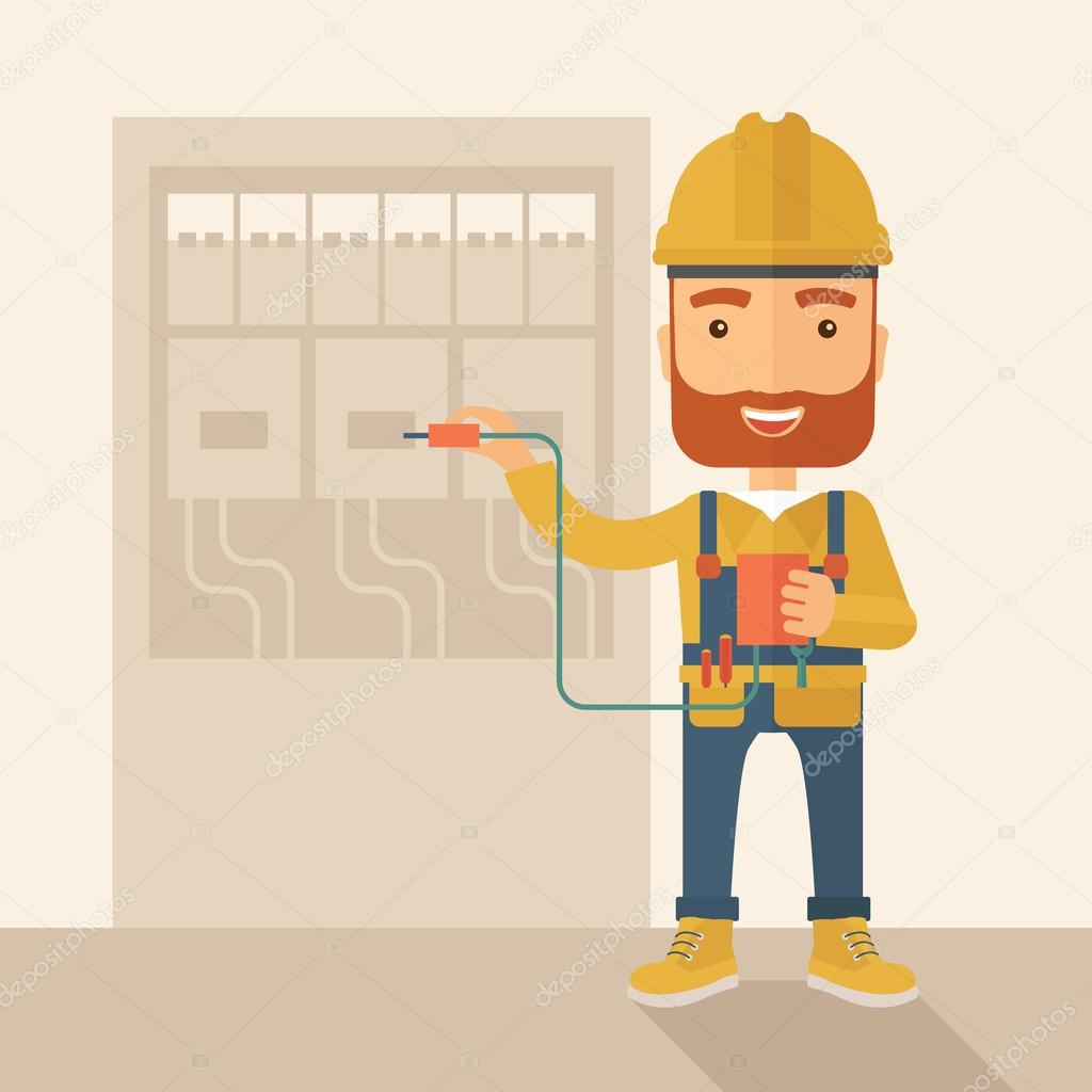 Electrician repairing an electrical panel