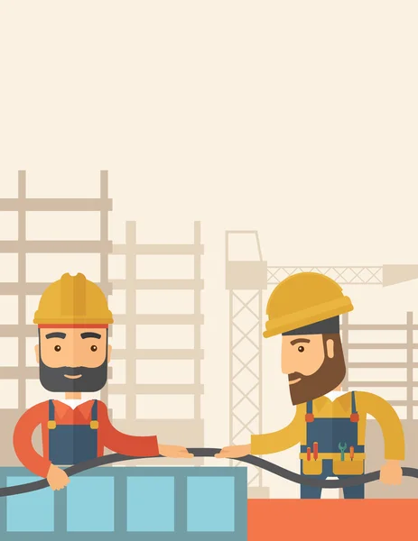 Twee bouwers — Stockvector
