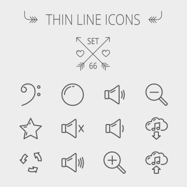 Müzik ve eğlence ince çizgi Icon set