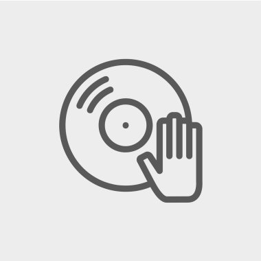 Vinil disk ince çizgi simgesine