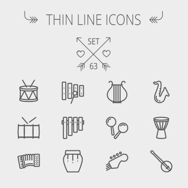 Müzik ve eğlence ince çizgi Icon set