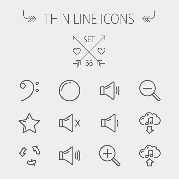 Música y entretenimiento conjunto de iconos de línea delgada — Archivo Imágenes Vectoriales