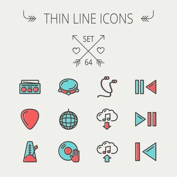 Music and entertainment thin line icon set — Stock Vector