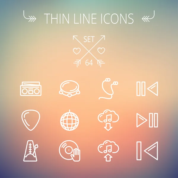 Musik und Unterhaltung Thin Line Icon Set — Stockvektor