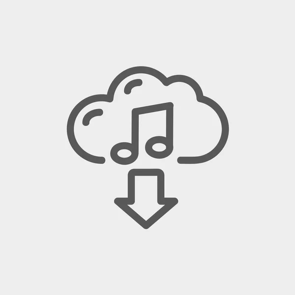 Music stream icon line cloud. Isolated symbol online education