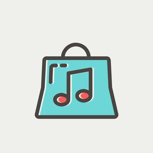 Bolsa de compras con nota musical icono de línea delgada — Archivo Imágenes Vectoriales