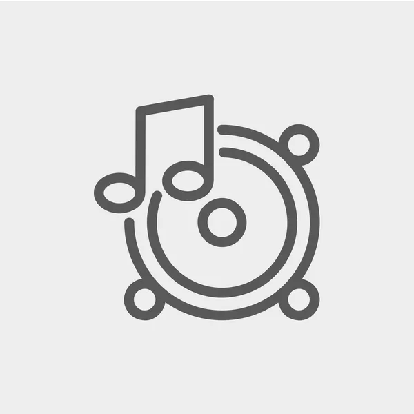 Musique Tambourin ligne mince icône — Image vectorielle