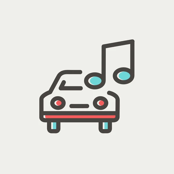 Car with music thin line icon — Stock Vector