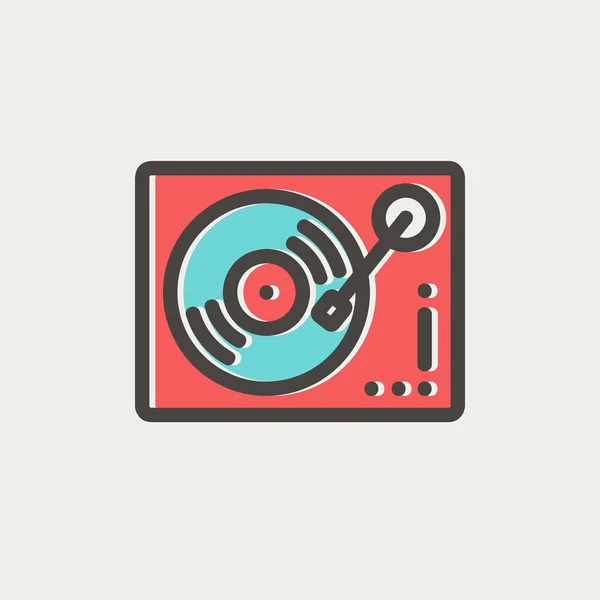 Phonograph tocadiscos icono de línea delgada — Vector de stock