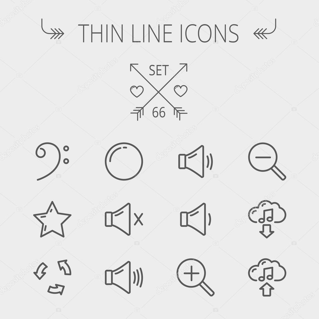 Music and entertainment thin line icon set