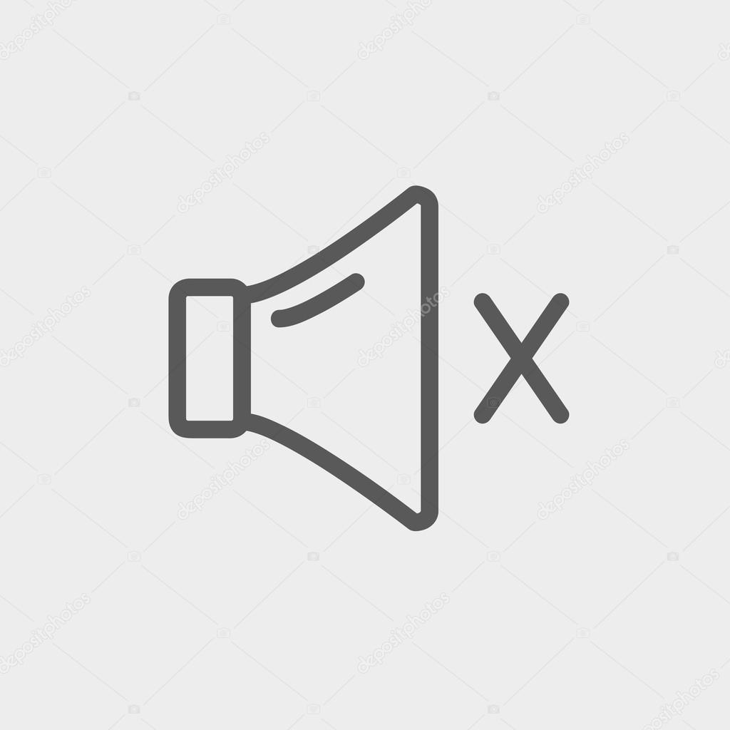 Mute sound icon thin line for web and mobile, modern minimalistic flat design. Vector dark grey icon on light grey background