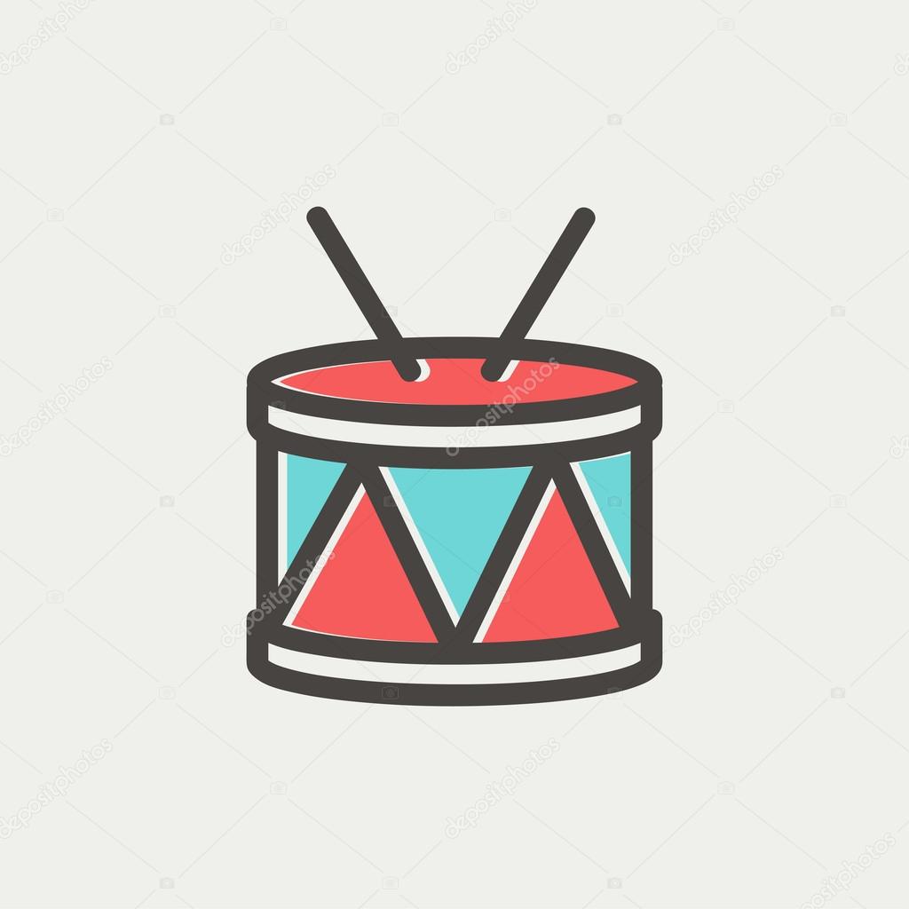 Drum with stick thin line icon