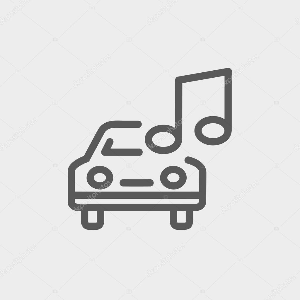 Car with music thin line icon