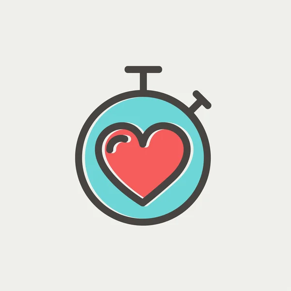 Icono de línea delgada tiempo corazón — Archivo Imágenes Vectoriales