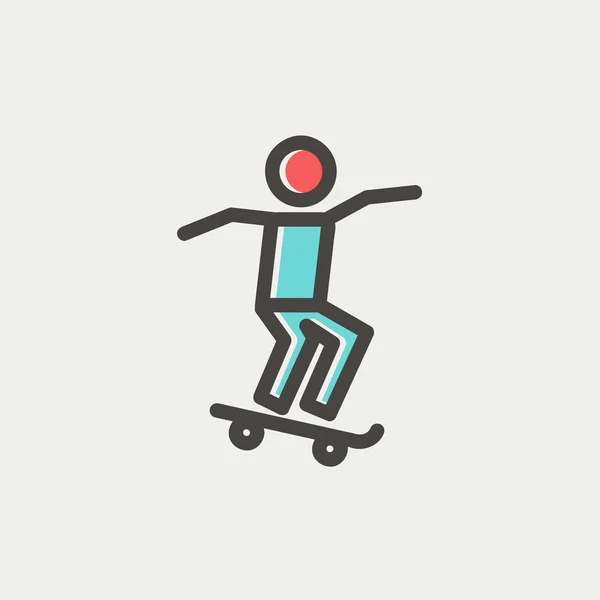 Mężczyzna skateboarding cienka linia ikona — Wektor stockowy