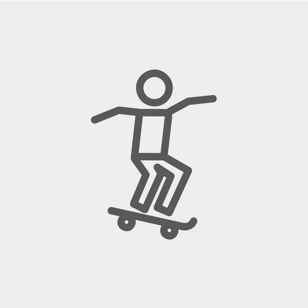 Mann skateboarding thin line icon — Stockvektor