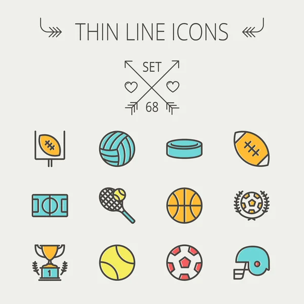 Deportes conjunto de iconos de línea delgada — Vector de stock