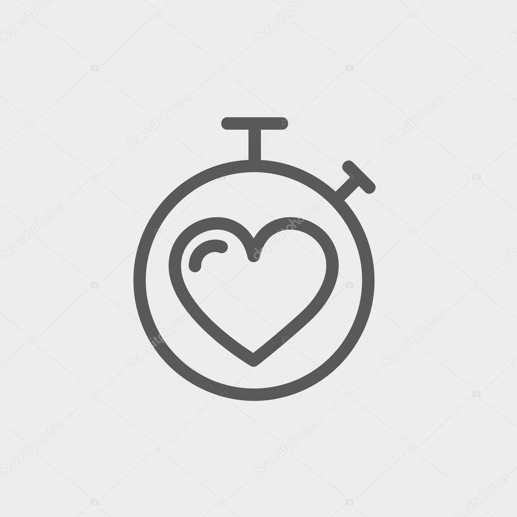 Heart time thin line icon