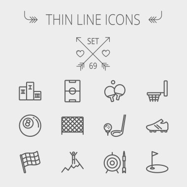 Spor ince çizgi Icon set