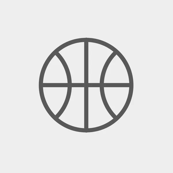 Icône ligne mince balle de basket-ball — Image vectorielle