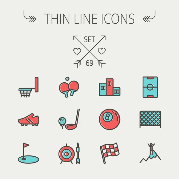 Sports thin line icon set — Stock Vector