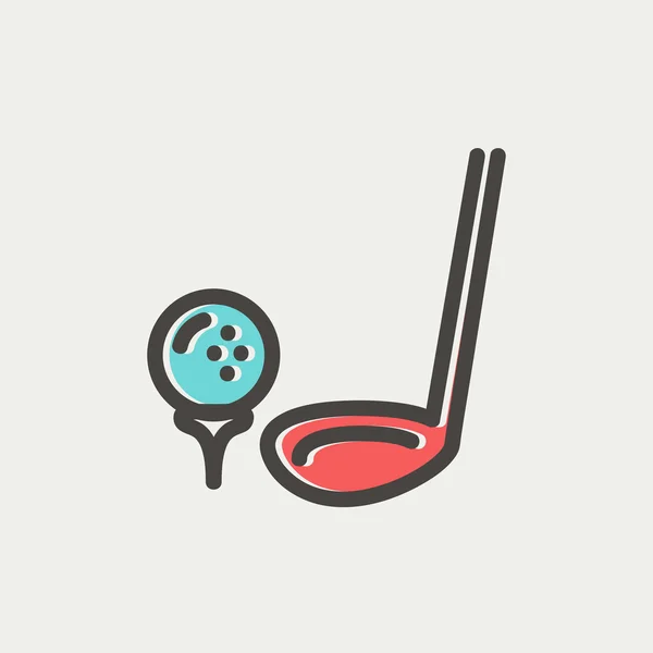 Golf Ball y Putter icono de línea delgada — Vector de stock